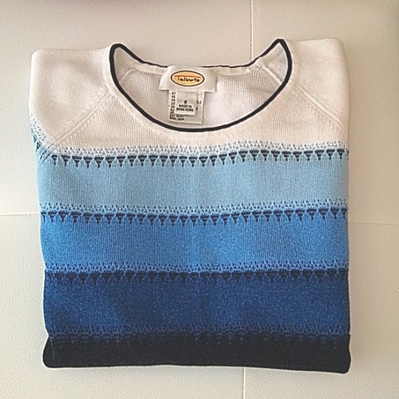 NWOT Talbots striped blue and white cotton blend sweater size s - Picture 1 of 6
